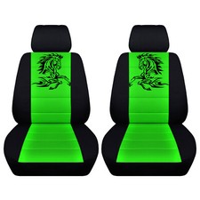 Car Seat Covers Fits A 2015 To 2023 Ford Mustang -tribal Horse Black And Green