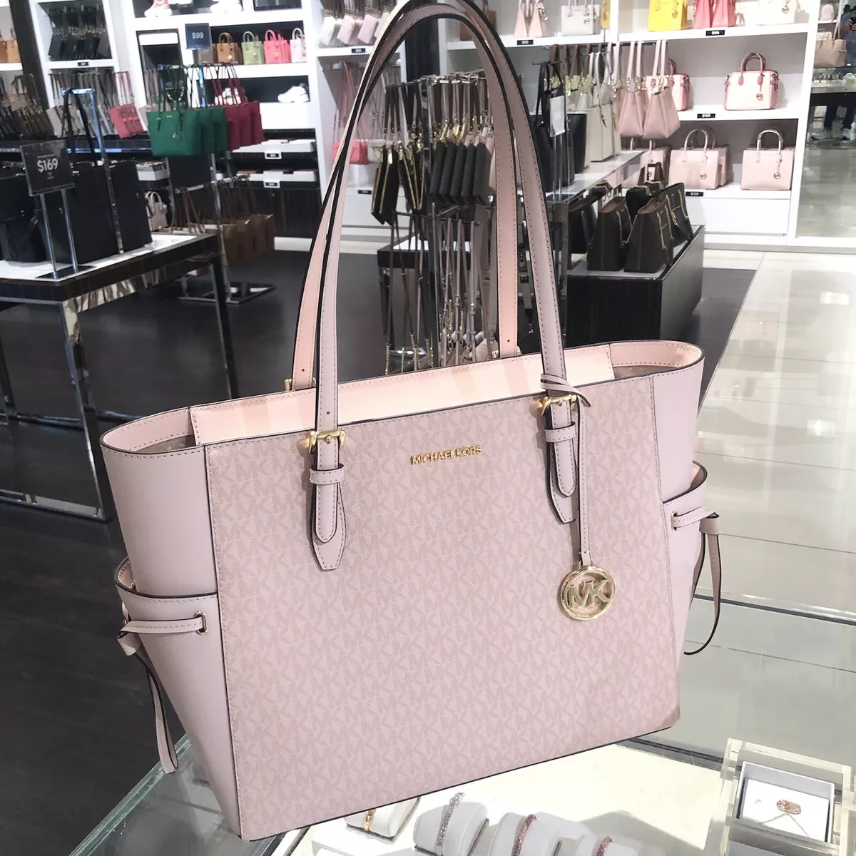 Michael Kors Pink Signature Coated Canvas and Leather Medium Kinsley  Shoulder Bag Michael Kors | TLC