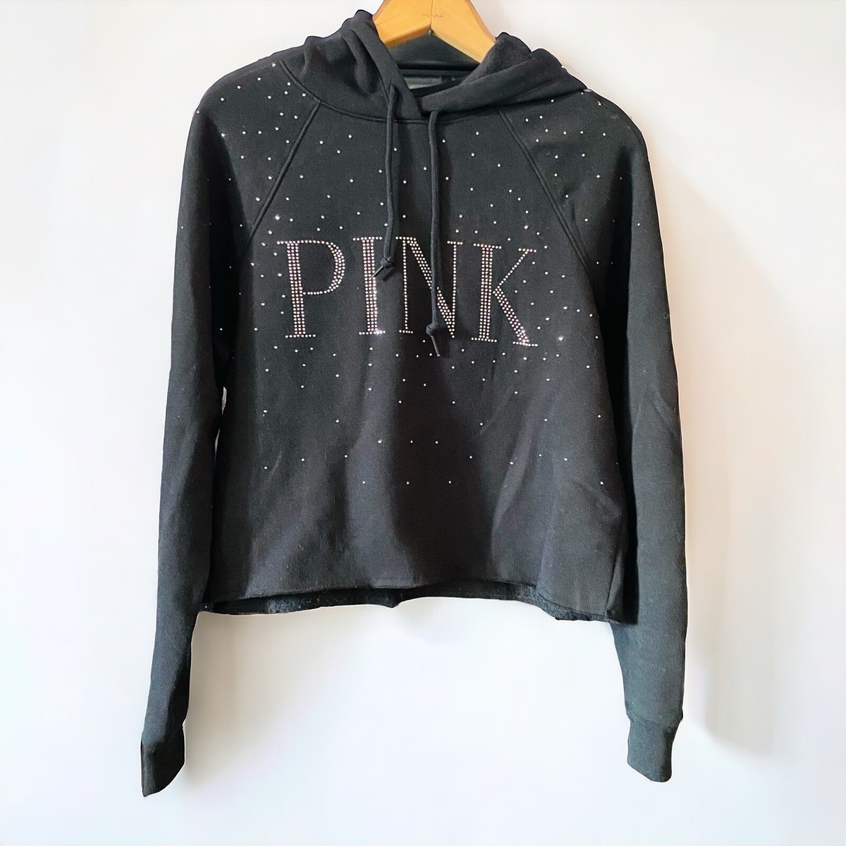 Sweat à Capuche Victoria's Secret PINK Gris Et Noir Pailleté - Taille S - Neuf Avec étiquettes