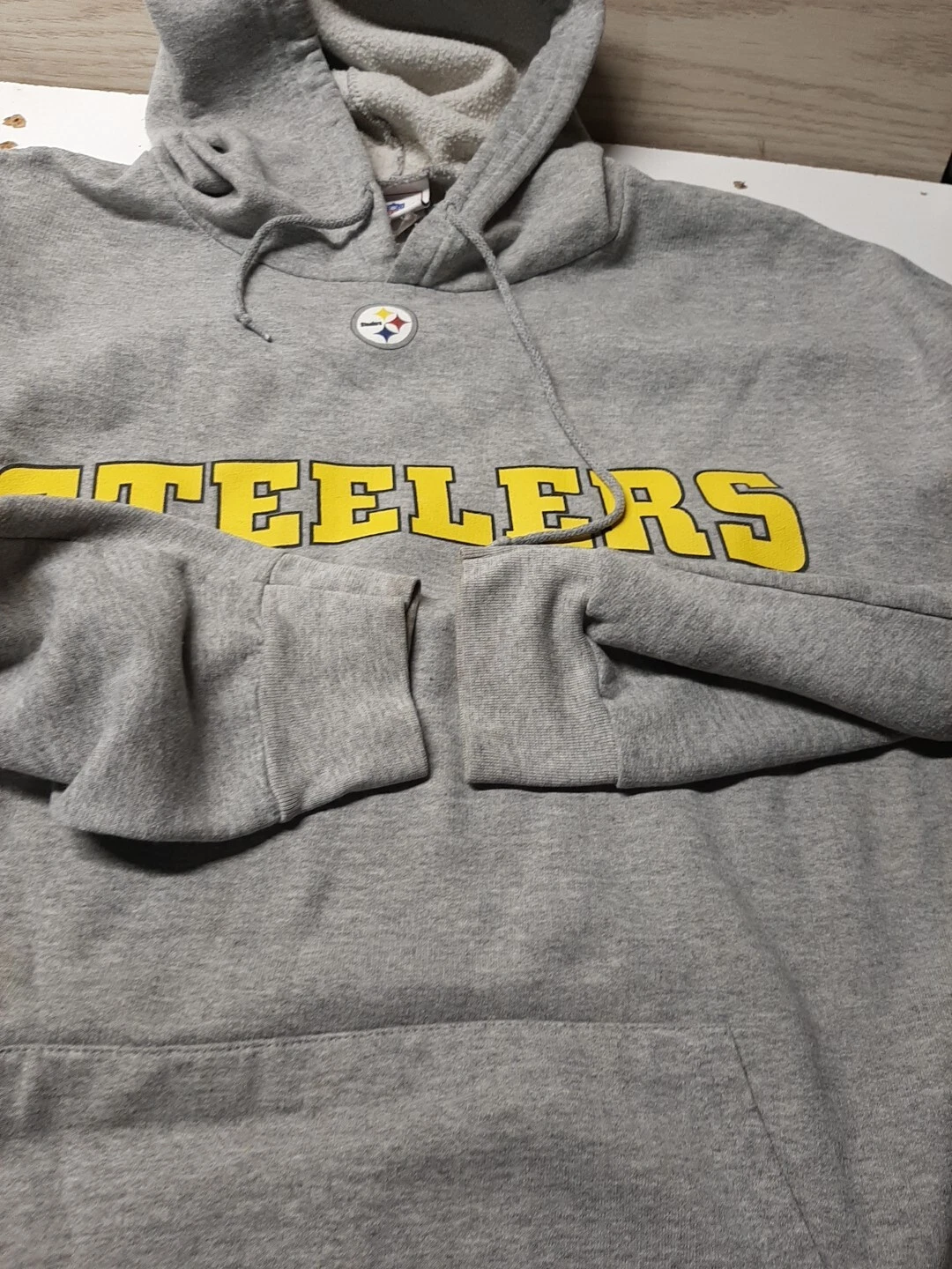 VETEMENTS Felpa con cappuccio pullover vintage NFL Pittsburgh Steelers abbigliamento squadra donna XL grigio