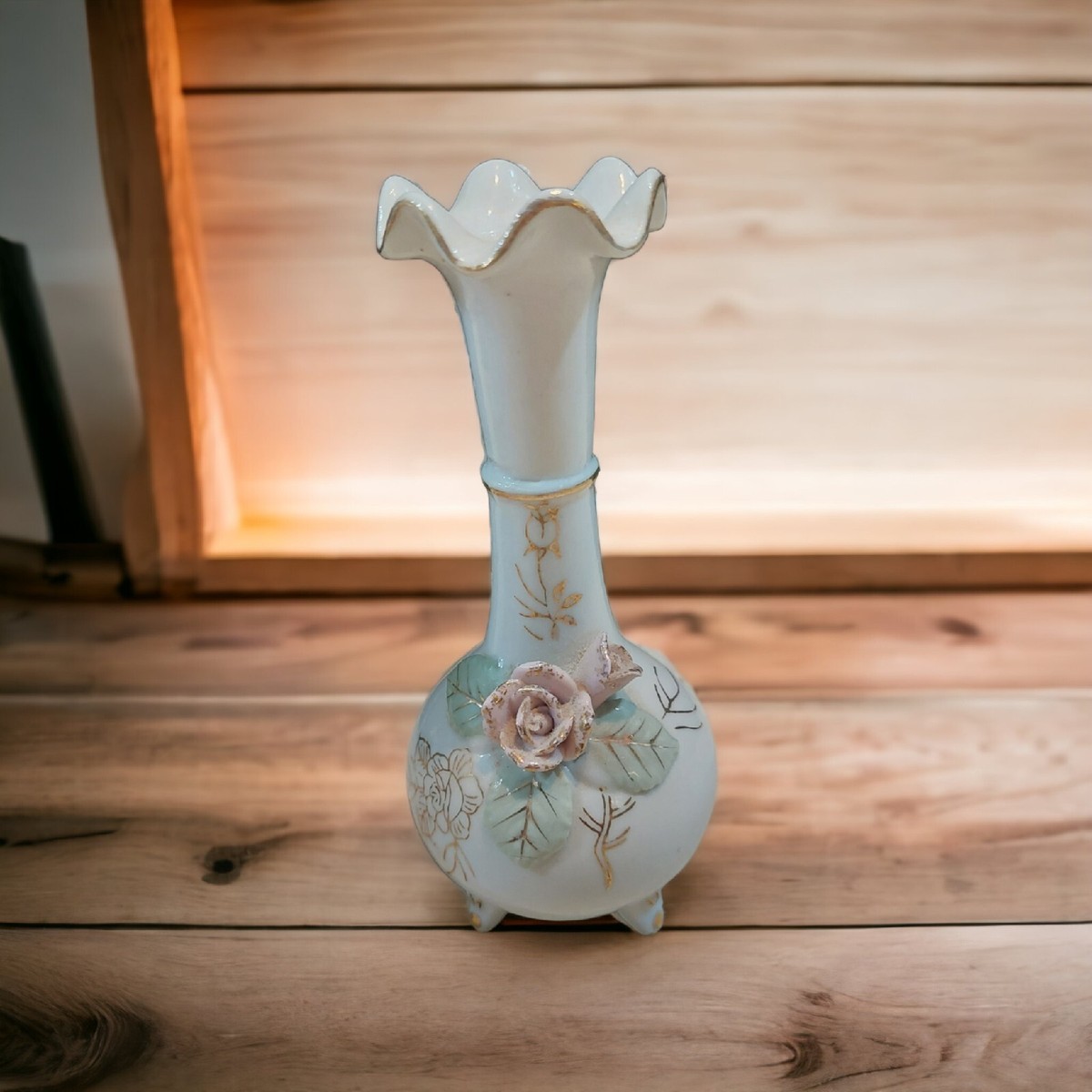 Von petさま専用 Vintage Thames Japan White Porcelain Mini Vase Trinket Pink 3D