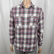 J.Crew Men's Medium Blue Red Plaid Casual Long Sleeve Flannel Button-Up Shirt