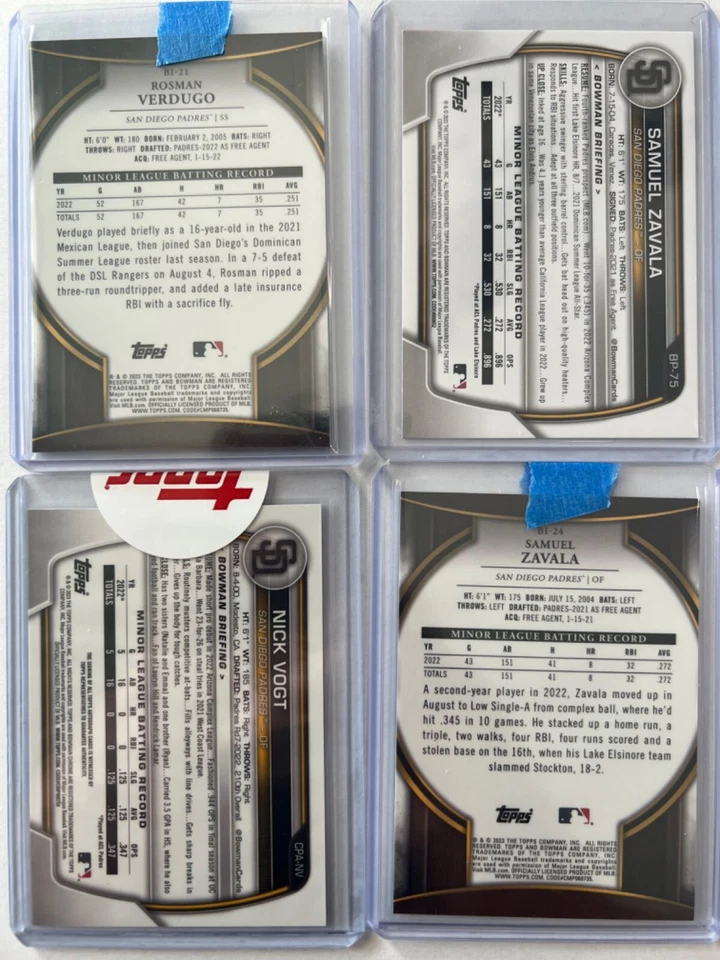 2023 Bowman Chrome Nick Vogt 1st Auto + Zavala /299 Fuschia + Verdugo Invicta - Image 2 of 2