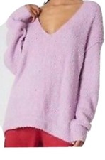 Free People Lofty Oversized Purple Lavender Lilac Slouchy Sweater Pre Owned