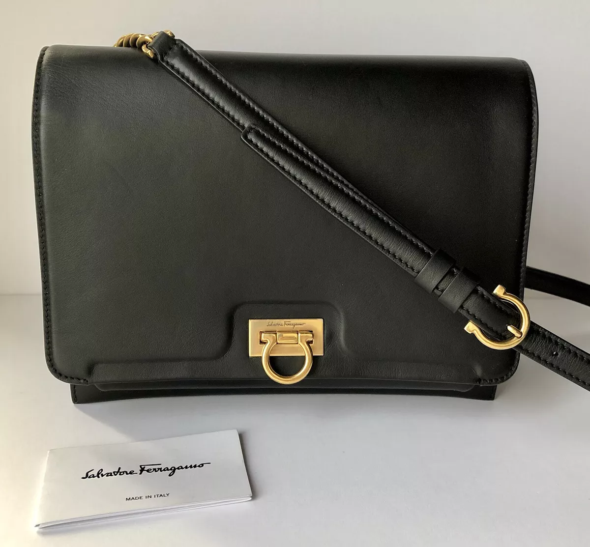 Ferragamo // Black Patent Leather & Silver-Tone Gancini Lock Bag – VSP  Consignment