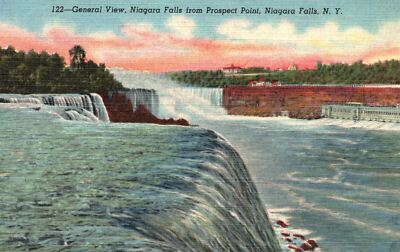 Vintage Postcard 1930's General View Niagara Falls from Prospect Point New York