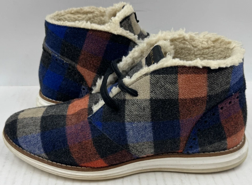 Cole Haan Grand Mujer Bota 7.5 Multicolor Lana Cuadros Informal Tobillo Chukka Botas Foto 2 de 4