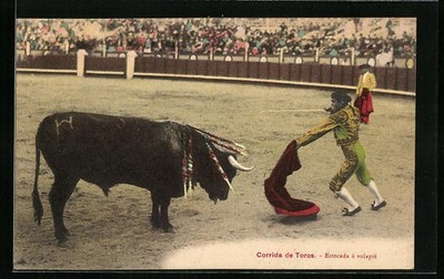 Ansichtskarte Corrida de Toros, Estocada à volapiè, Stierkampf 