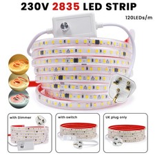 230V Mains Powered 2835 LED Strip Lights Tape Under Cabinet Lighting Waterproof