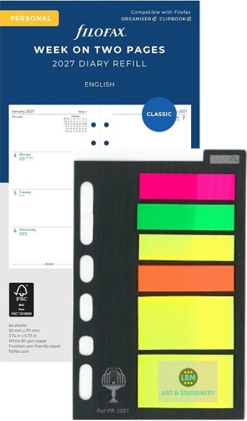 Filofax 2027 Personal Diary - Week On Two Pages + 150 Index Page Markers
