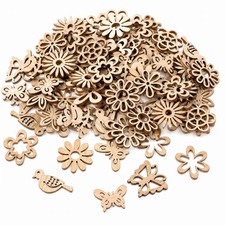 50 Pcs Unfinished Wood Crafts Supplies, Wood for Crafts DIY Slice Cutouts