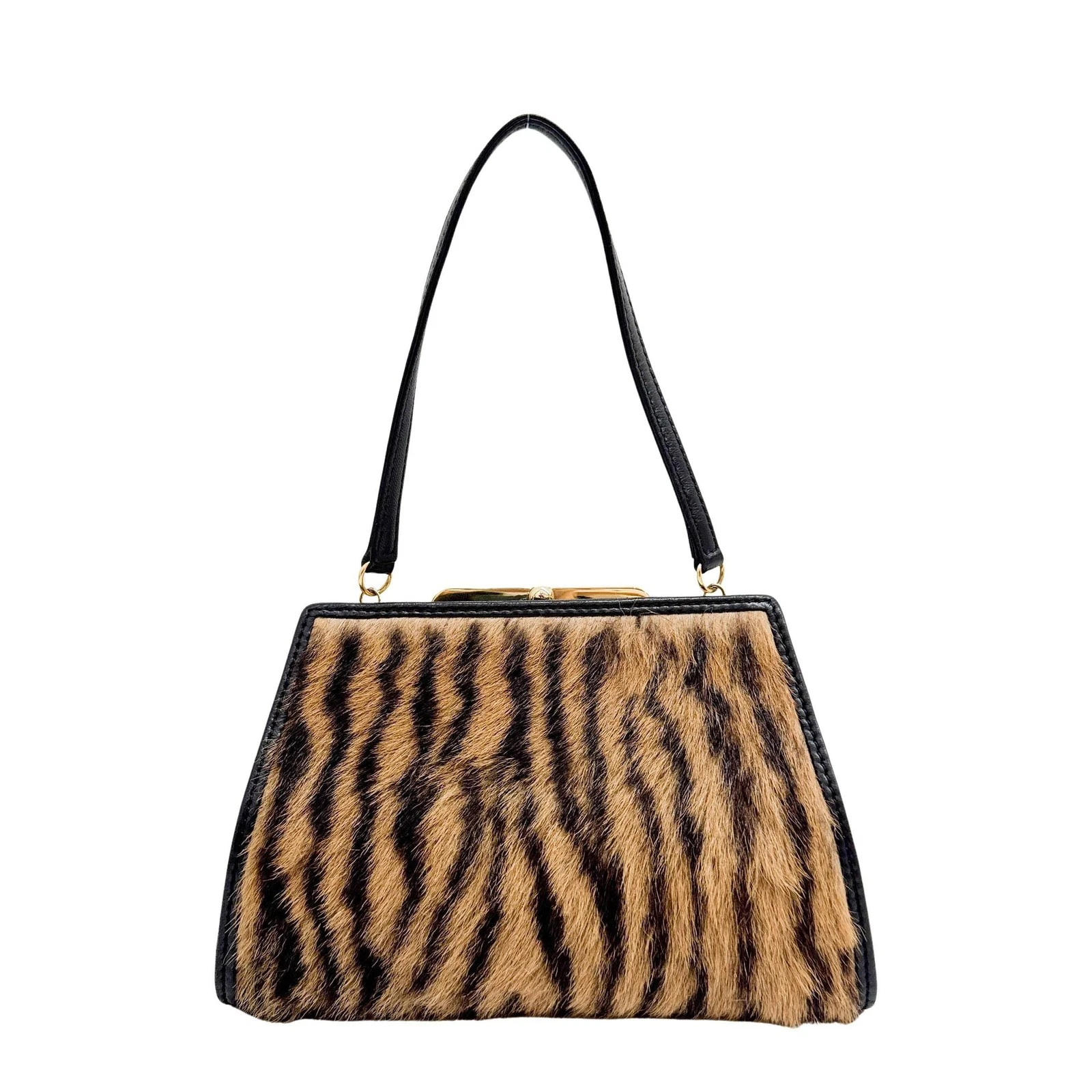 Loewe — LOEWE Brown Tiger Print Pony Hair Hand Bag