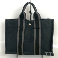 Hermès Fool Toe Canbus Tote Bag Black Authentic Leather Large Excellent Used