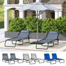 2 Pcs Beach Chaise Lounge 4 Adjustable Positions Sleeping Bed