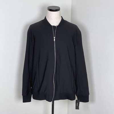 Alfani Mens Bomber Jacket Deep Black Full Zip Ribbed Trim 100171874MN XL NEW