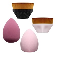 2 Pieces Foundation Brushes, 2 Pieces Set of Makeup Sponges Petal Shape Soft Tou
