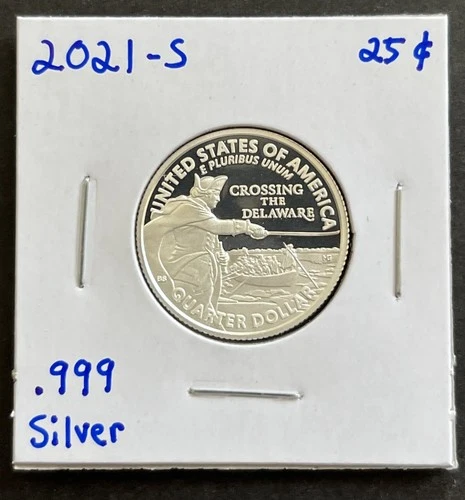 2021-S Silver Proof Crossing The Delaware Quarter .999 Fine Silver