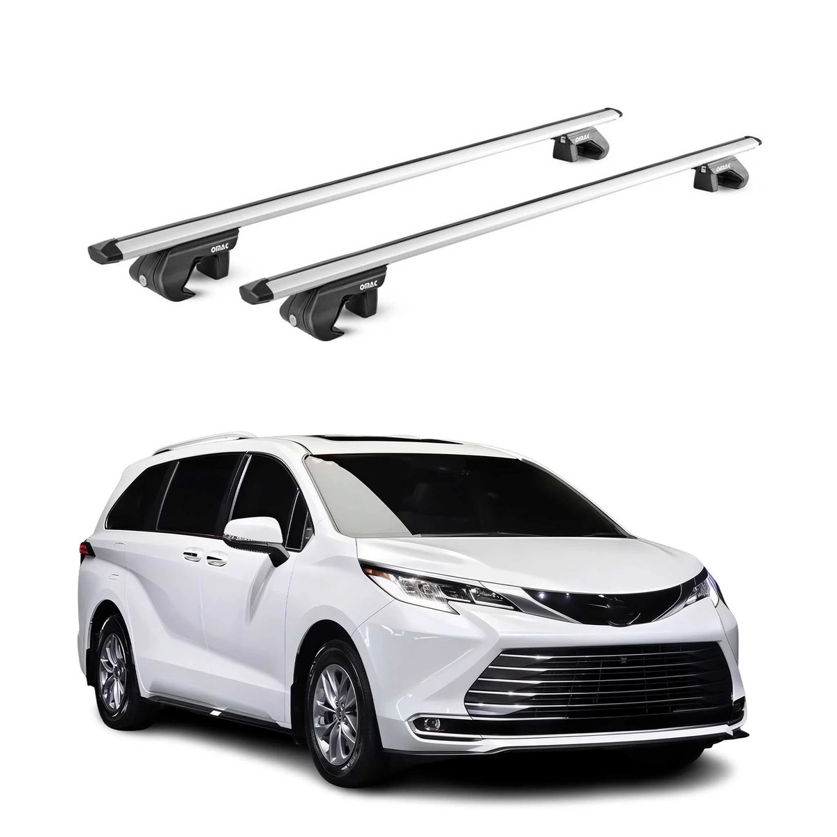 2021-2026 Toyota Sienna Roof Rack Cross Bars Silver Luggage