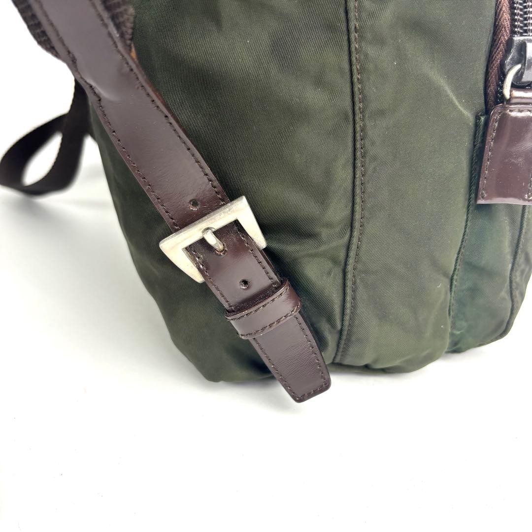 Prada backpack triangular logo nylon leather draw… - image 13