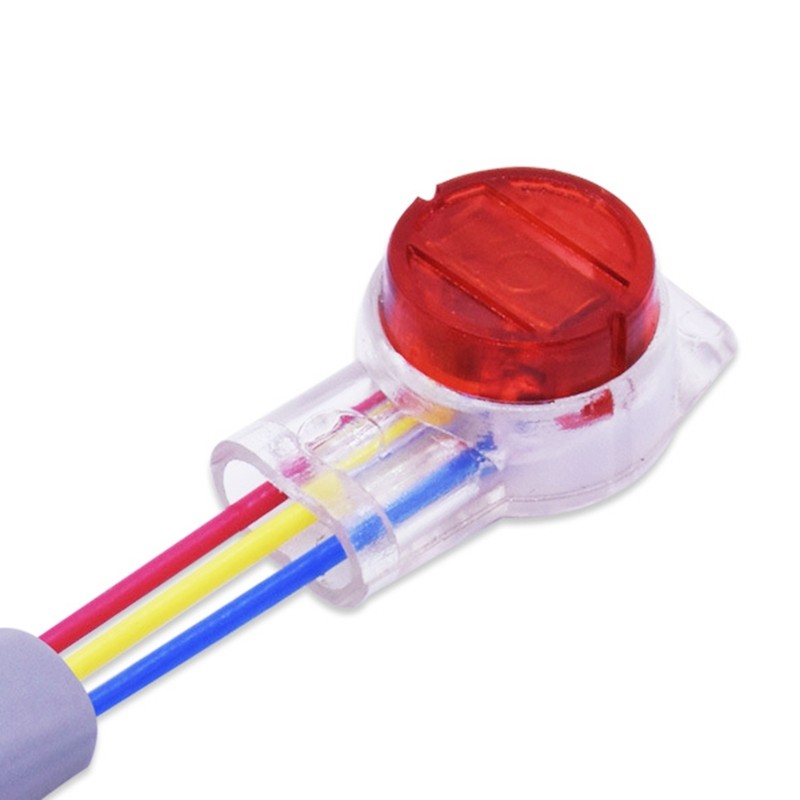 100 Pcs Data Phone Wire Butt Splice 3 Ports K3 Connectors Red Clear ...