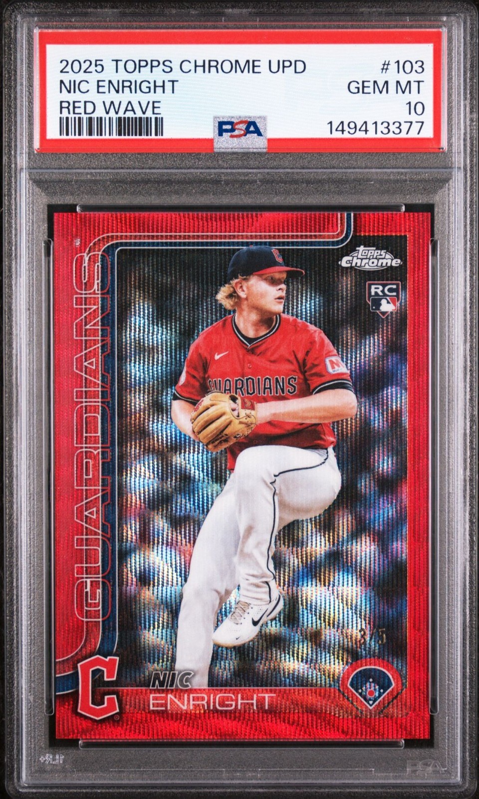 2025 TOPPS CHROME UPDATE USC103 NIC ENRIGHT RED WAVE /5 PSA 10