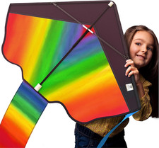 42" Large Rainbow Kite for Kids and Adults - Easy to Assemble  Fly Large Kites