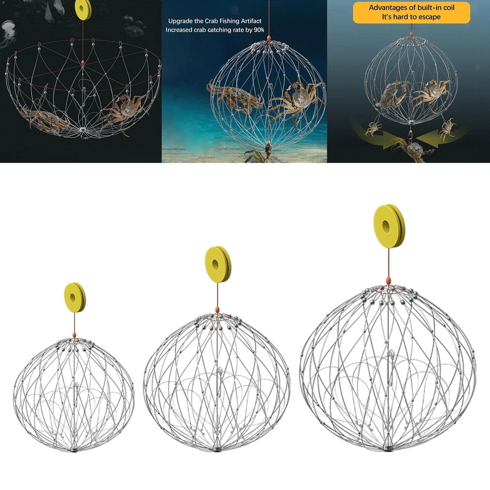 Filet à crabes pliable pour écrevisses, homards, accessoires de pêche en