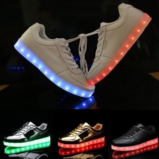 Boys Girls Teens LED Light Up Shoes Luminous Flashing Trainers Party Sneakers UK