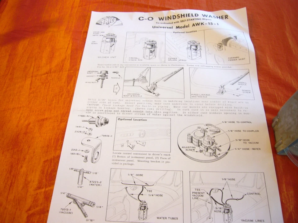 56 57 58 Buick Chevy Olds Pontiac Trico Lavadora de Parabrisas NUEVA COMO NUEVA EXCELENTE Foto 3 de 4