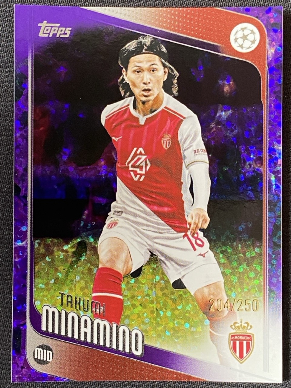 Takumi Minamino 2025-26 Topps UCC Purple Foil Base /250 #123