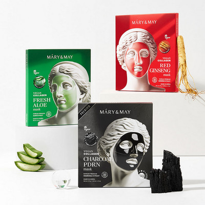 Mary&May Vegane Kollagen Masken 3 Sorten 30g x 4ea / Koreanische Kosmetik, Kbeauty