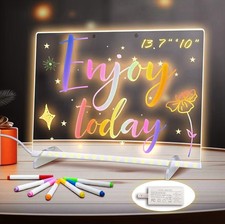 Illuminated LED Note Board 13.7''x10'' - 8 Colors  6 Modes for Kids' Creativity