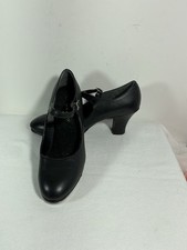 Capezio 657 Extreme Black Leather Mary Jane Heeled Tap Shoes Toe Only 7.5 M