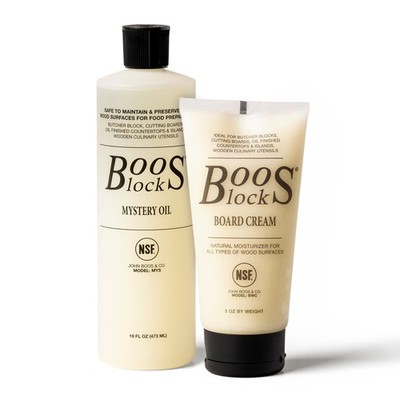 John Boos 2-Piece Wood Cutting Board Care Set with Mystery Oil and Board Cream