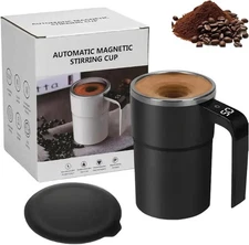 13OZ Electric Coffee Mug with LCD Thermometer, Auto Stir Rechargeable