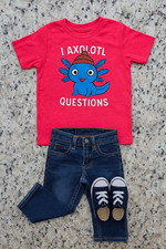 Axolotl Kid's Tee shirt - I Axolotl Questions - Bella Canvas Heather Red - 2T