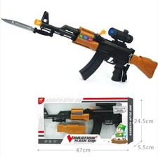 AK 47-Style Toy Rifle with Lights, Strap, Vibration  Detachable Stock