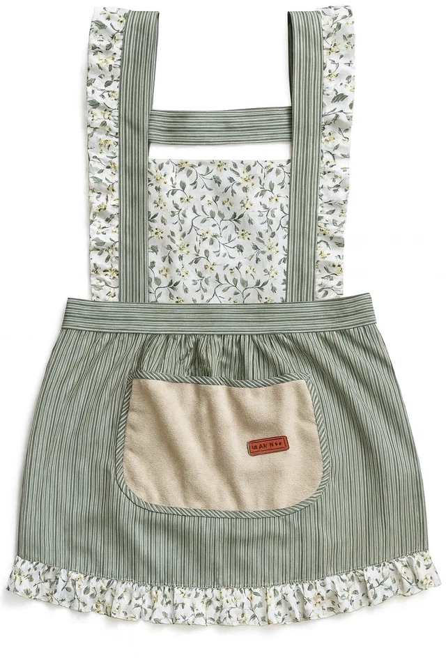 复古花卉荷叶裙带大毛圈口袋,防水双层 D — 第 2/4 张图片