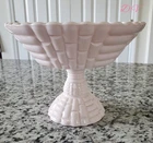 Vintage Jeannette Shell Pink Milk Glass Louisa Fruit Bowl Basketweave Pattern