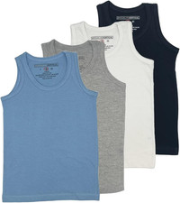 Boys 4 Pack Undershirt Tank Top - Tagless Cotton Super Soft Runs Small