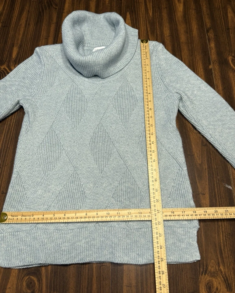 Calvin Klein Women's Sweater Medium M Light Blue Cowl Neck Long Sleeve - Image 4 of 4