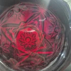Vintage 7.5" Anchor Hocking Large Red Ruby Glass Cigar Ashtray Star of David