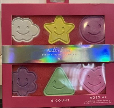 Garven Hello Love Set of 6 Sidewalk Chalks Smiley Faces Shapes Colorful Summer