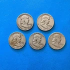 LOT OF 5 BENJAMIN FRANKLIN HALF DOLLARS 1950-1954