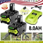 8.0Ah 18V Battery For RYOBI P108,P107 One Plus High Capacity 18 Volt Lithium-Ion