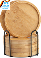 Bambus Untersetzer Rund FüR GläSer 6Er Set, Glasuntersetzer Holz Mit Halter FüR