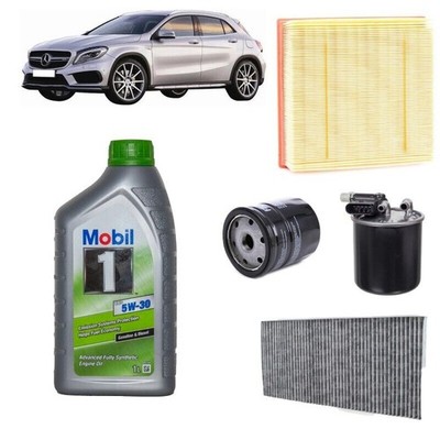 Mobil 5W30 Oil Cutting Kit 4 Filters + 5L for GLA X156,1461 Diesel, 180CDI