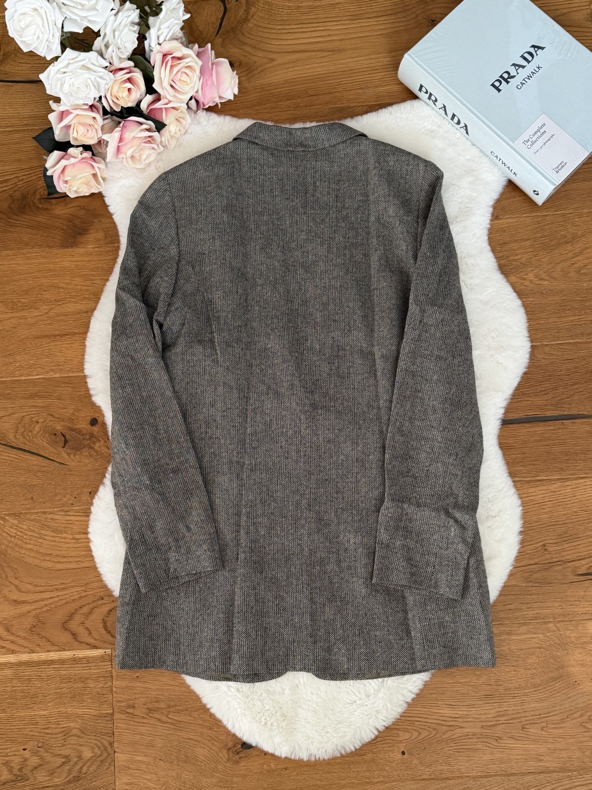 Massimo Dutti Grey Wool Blend Womens Blazer Lined Buttoned EU 36 US 4 Rare image 3