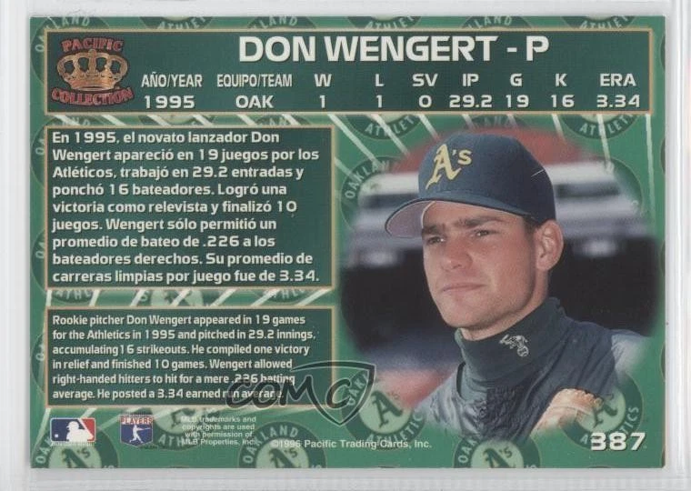 1996 Pacific Crown Collection Don Wengert #387 - Image 2 of 2