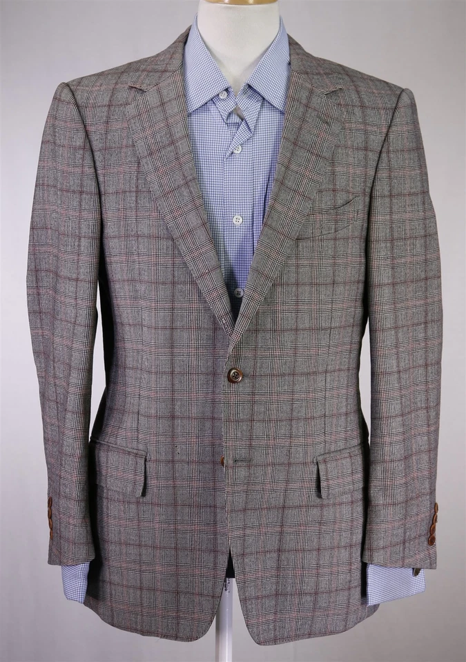 Blazer Abrigo Deportivo Paul Stuart Negro Blanco Rojo A Cuadros 2-Btn Lana Polar 40R Foto 2 de 4